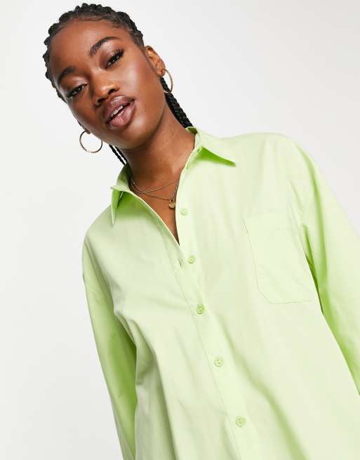 Miss Selfridge Chemise oversize en popeline Citron vert ASOS