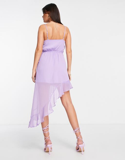 Miss Selfridge chiffon asymmetrical hem mini dress in lilac