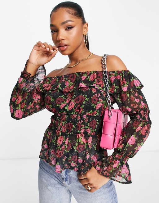 Forever 21 floral discount off the shoulder top