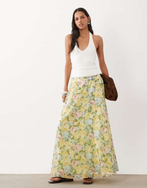 Miss Selfridge chiffon circle skirt in floral print - view 1