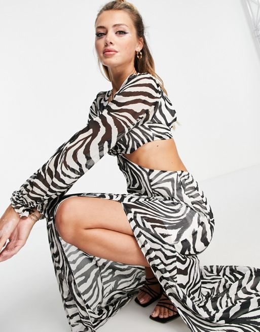 Izzy Zebra Print Maxi Dress in Mocha