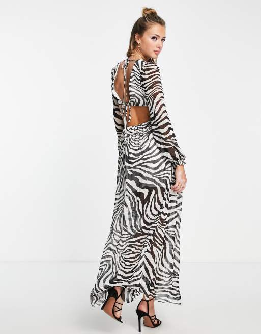 Zebra Printed Silk Chiffon - Black / Light Ivory