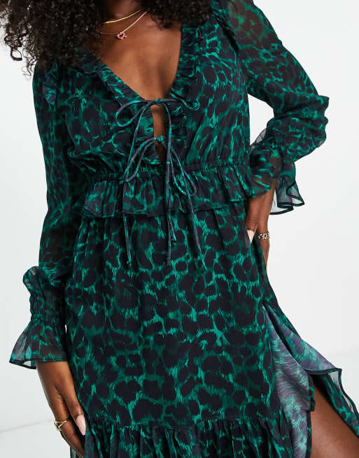 Wallis green shop leopard print dress