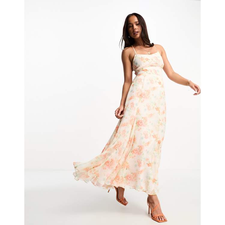 Miss Selfridge chiffon godet maxi slip dress in vintage floral