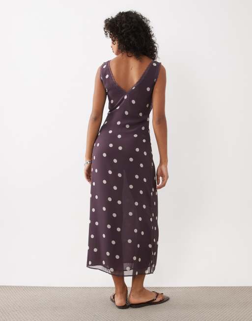 Miss Selfridge chiffon godet maxijurk met polkadot, 4 van 4