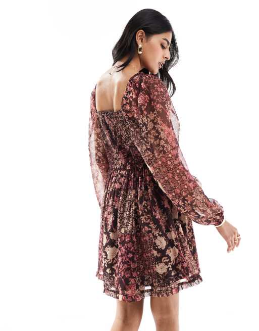 Miss Selfridge chiffon lace-up corset mini dress