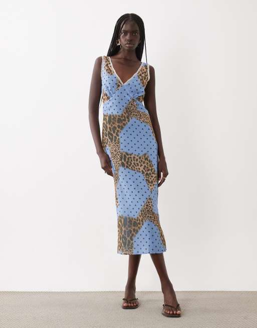Miss Selfridge chiffon maxi dress in animal polka dot, 2 of 4