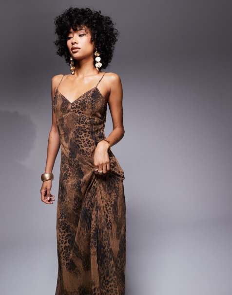 Miss Selfridge chiffon maxi dress in animal print - view 1