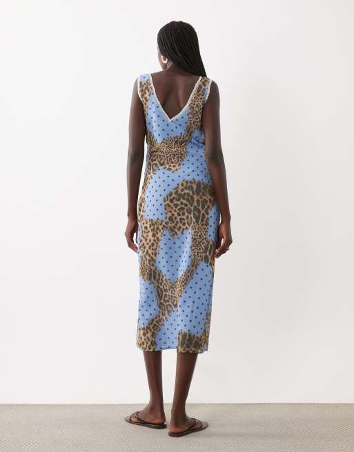 Miss Selfridge chiffon maxi jurk met dierenprint en polkadot, 4 van 4