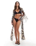 [Miss Selfridge] Miss Selfridge chiffon maxi kimono cover up in zebra print-Multi 8 Zebra print