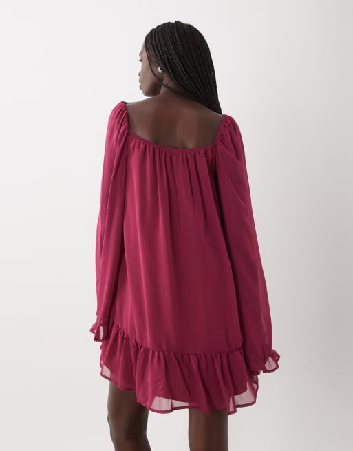 Miss Selfridge Chiffon-Minikleid in Beere, 4 von 4