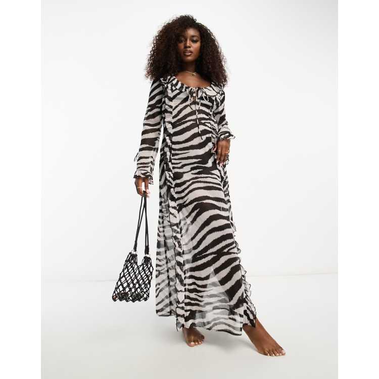 Zebra print 2025 beach dress