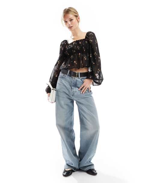 Miss Selfridge – Chiffonbluse mit Rosenprint - view 1