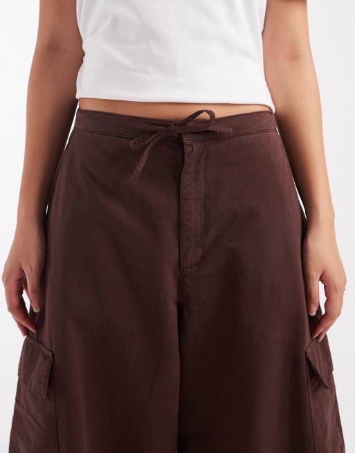 Miss Selfridge – Chokladbrun, baggy cargobyxor med ballongben, 4 av 5