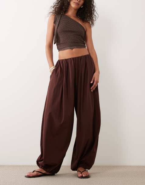 Miss Selfridge – Chokladbruna byxor med ballongben - view 1