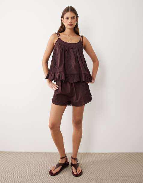 Miss Selfridge – Chokladbrunt set med broderi - view 1