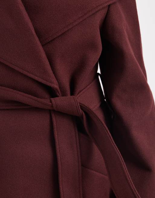Miss Selfridge - Chokoladebrun og elegant frakke med slå om-design, 2 af 4
