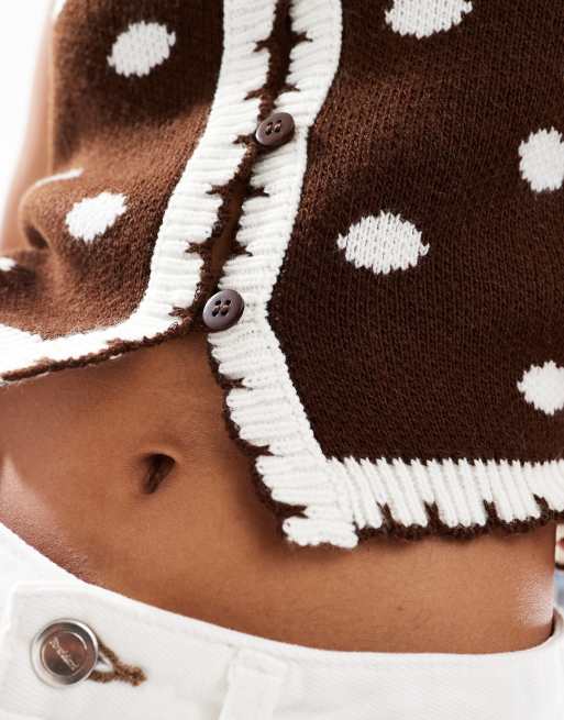 Miss Selfridge - Chokoladebrun tanktop med gennemgående polkaprikker, 3 af 4