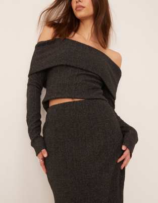 Shop Miss Selfridge Chunky Brushed Rib Maxi Skirt-green