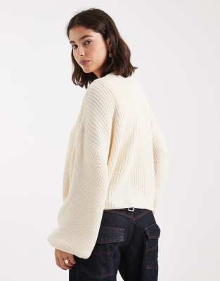 Miss Selfridge Chunky Knit Open Cardigan In Neutral