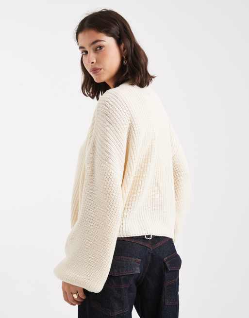 Miss Selfridge chunky knit open cardigan in buttermilk