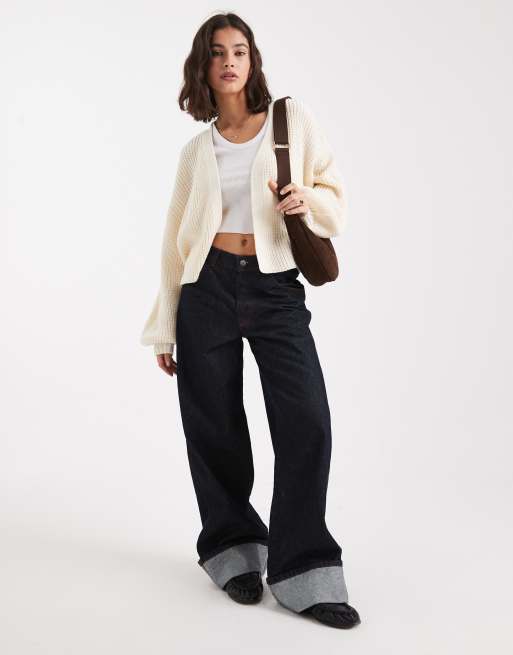 Miss Selfridge chunky knit open cardigan in buttermilk