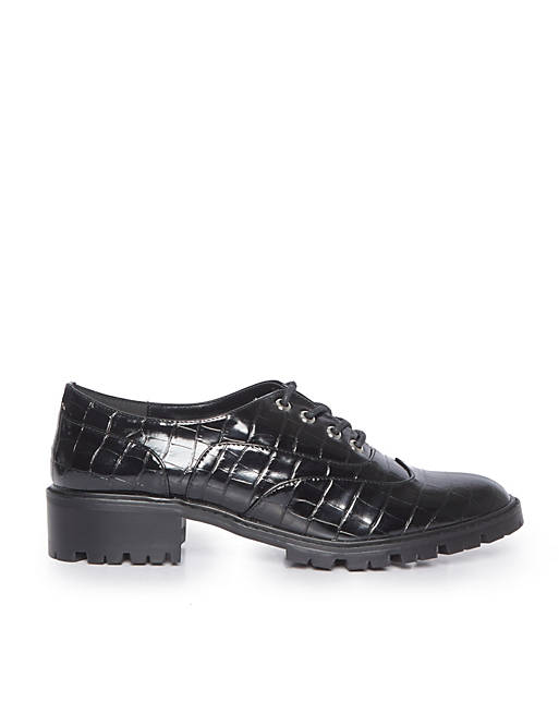 Miss Selfridge chunky lace up shoes in black