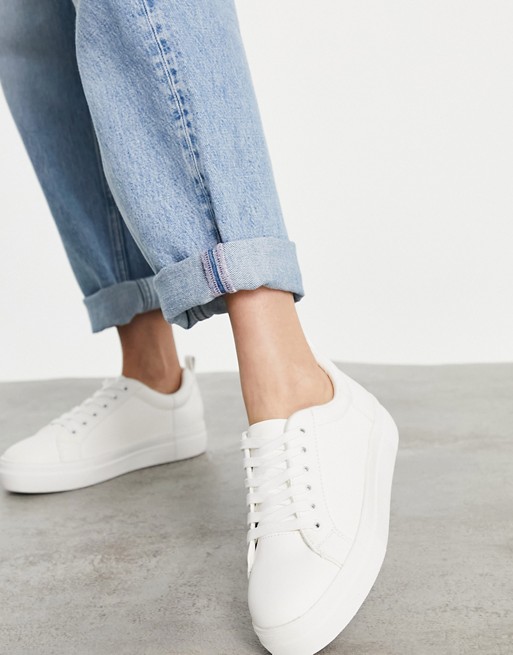 Miss Selfridge chunky lace up trainers in white