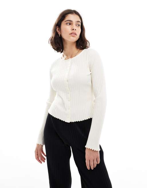 Miss Selfridge chunky ribbed cardigan in cream