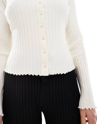 Miss Selfridge Chunky Ribbed Cardigan In White