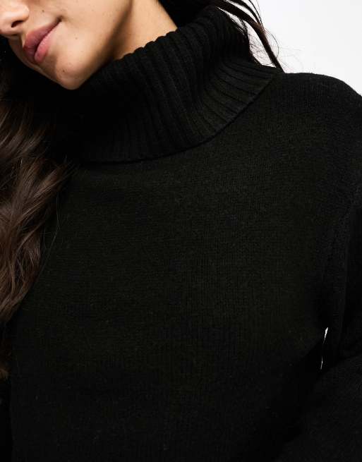 Black chunky knit 2024 roll neck jumper