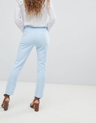 light blue cigarette trousers