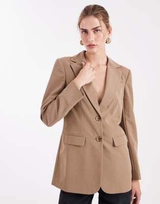 Miss Selfridge cinched blazer in camel-Blue