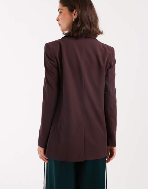 Miss Selfridge cinched blazer in deep plum, 2 of 4