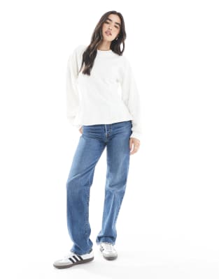 Miss Selfridge Cinched Seam Detailing Sweatshirt In White