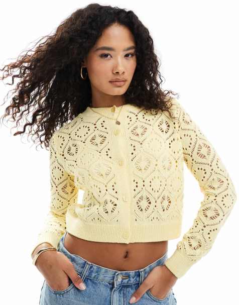 Miss Selfridge – Citrongul, pointellestickad kofta - view 1