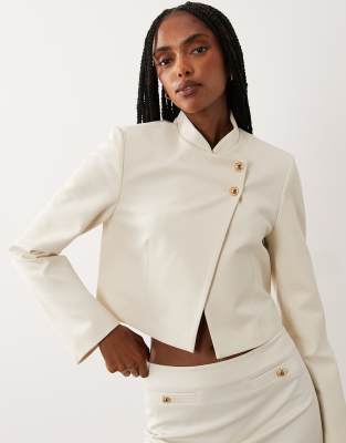 Miss Selfridge Clean Mandarin Crop Blazer Co-ord In White