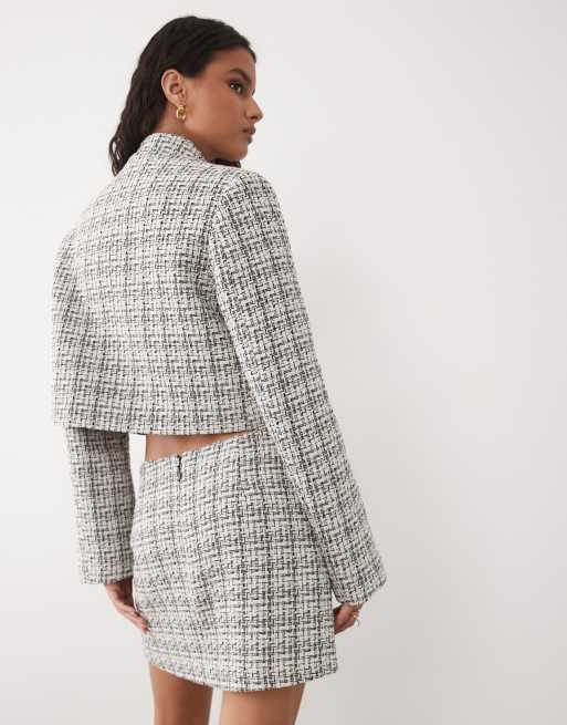 Miss Selfridge clean mandarin crop blazer in boucle, 4 of 4