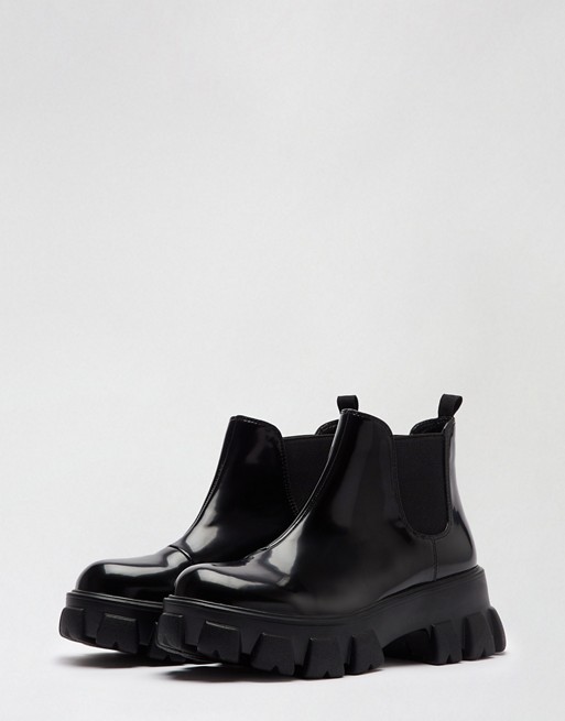Miss Selfridge cleated sole chunky boots in black