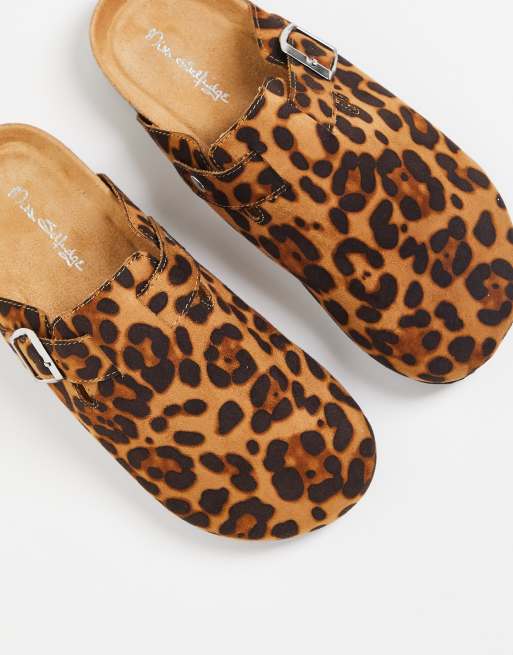 Miss Selfridge closed toe slippers in leopard