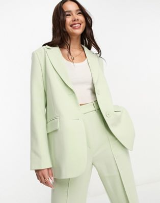 Miss Selfridge co-ord oversized dad blazer in sage green - ASOS Price Checker