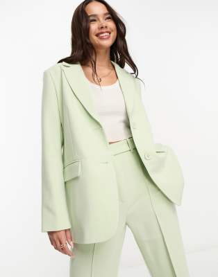 Miss Selfridge co-ord oversized dad blazer in sage green - ASOS Price Checker