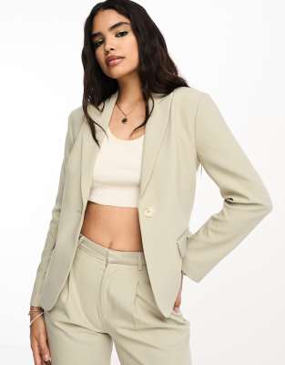 Miss Selfridge co-ord satin panel blazer in khaki