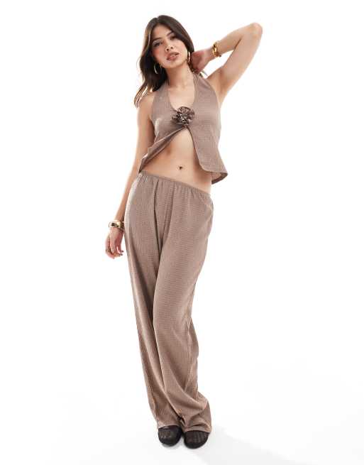 Miss Selfridge - Co-ord set met textuur in mokka