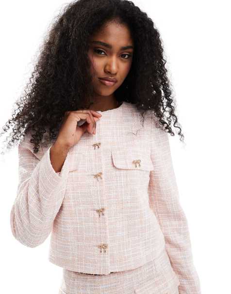 Miss Selfridge co-ord tailored jacket in light pink - view 1