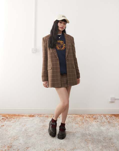 Miss Selfridge co-ord tailored mini skort in check print - view 1