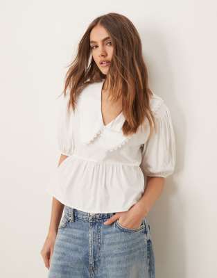 Miss Selfridge Collared Blouse In White