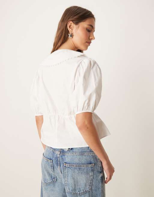 Miss Selfridge collared blouse in white
