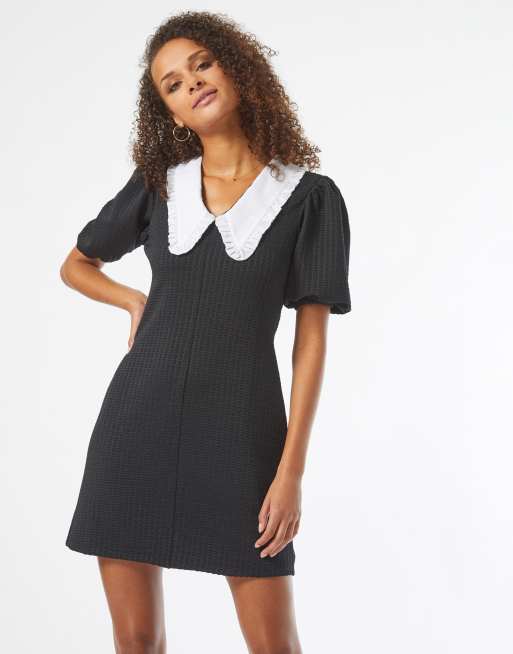 Black dress clearance with white collar