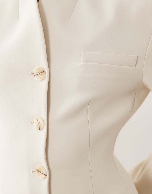 Miss Selfridge collarless blazer in ivory, 3 of 4